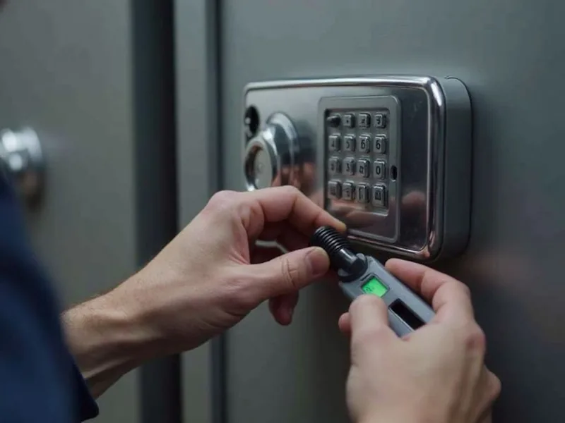 Diagnose am Elektronikschloss eines Tresors durch den Schlüsseldienst in Echzell